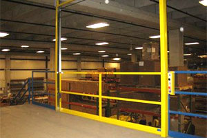 photo of a vertical lift mezzanine gate