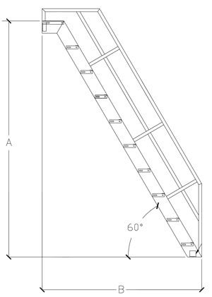 technical drawing of a ship ladder