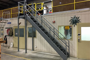 photo of interior OSHA staircase with landing