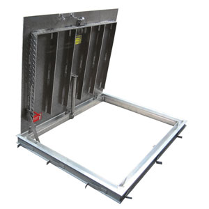 Photo of a drainable floor door for pedestrian loads