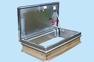 photo of a aluminum roof hatch for stairs
