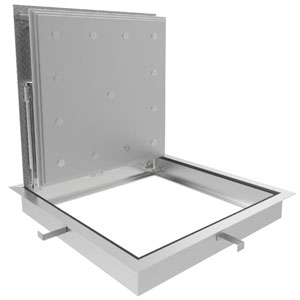 Fire rated floor hatch with aluminum diamond plate cover