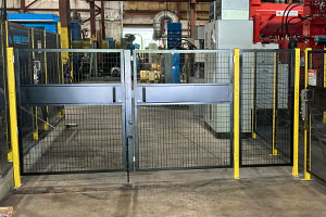 photo of framed welded wire machine guarding interlocked gate
